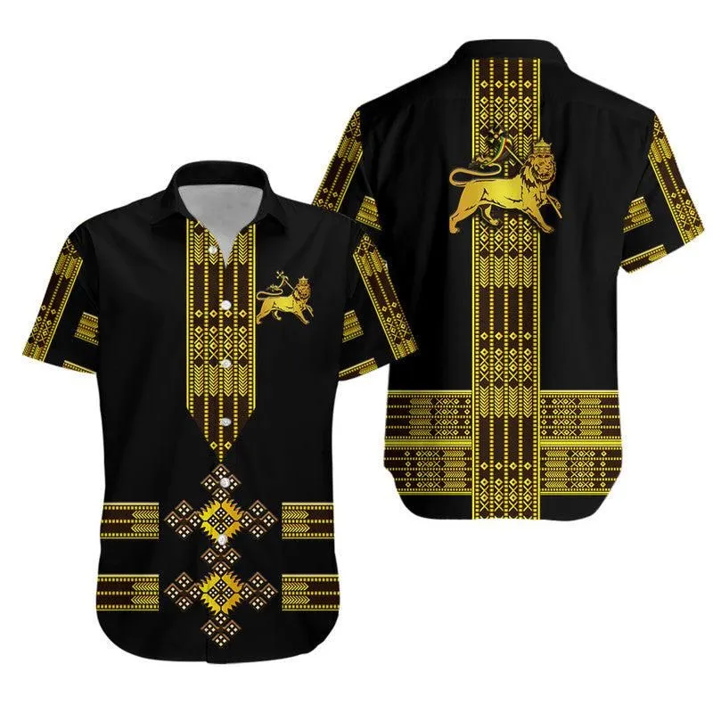 Ethiopia Hawaiian Shirt Ethiopian Lion Of Judah Tibeb Vibes No1 Ver   Black Lt8_0