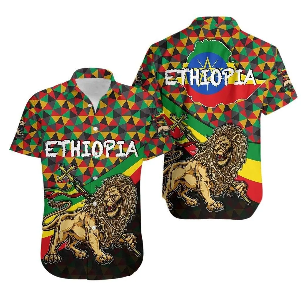 Ethiopia Hawaiian Shirt Lion Of Judah Rasta Patterns Lt6_1