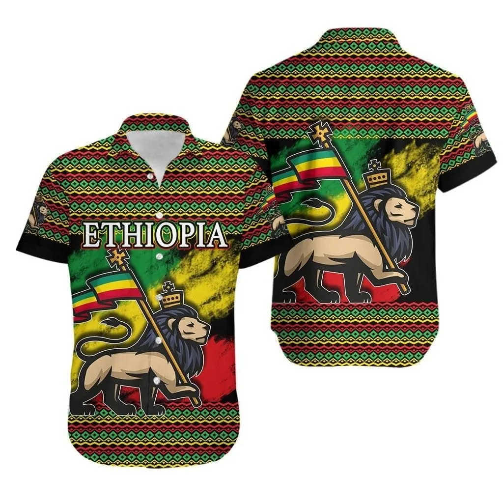 Ethiopia Hawaiian Shirt Version Lion Of Judah Grunge Lt6_1