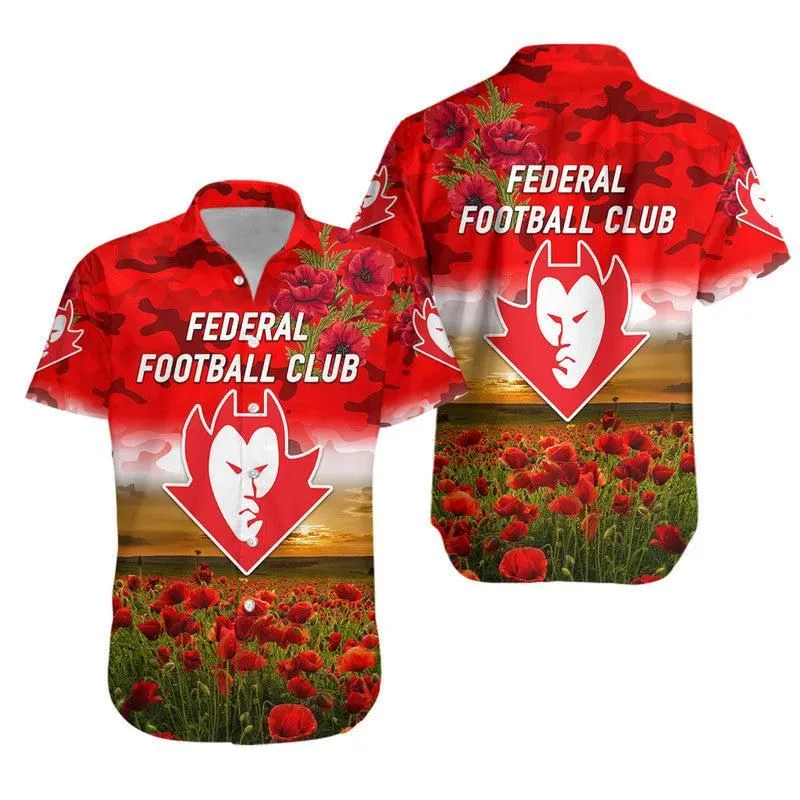 Federal Football Club Anzac Hawaiian Shirt Poppy Vibes Lt8_1