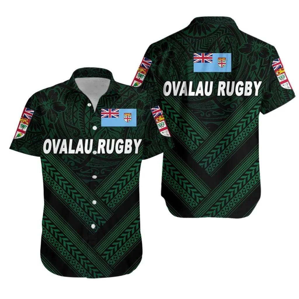 Fiji Ovalau Rugby Hawaiian Shirt Dark Green Style Lt8_1
