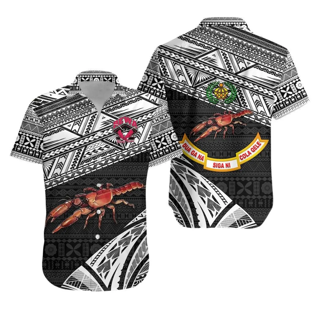 Fiji Rewa Rugby Union Hawaiian Shirt Special Version   Black Lt8_1