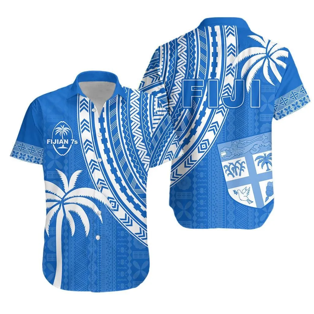 Fiji Rugby Sevens Hawaiian Shirt Fijian 7S Tapa Polynesian Blue Ver01 Lt13_0