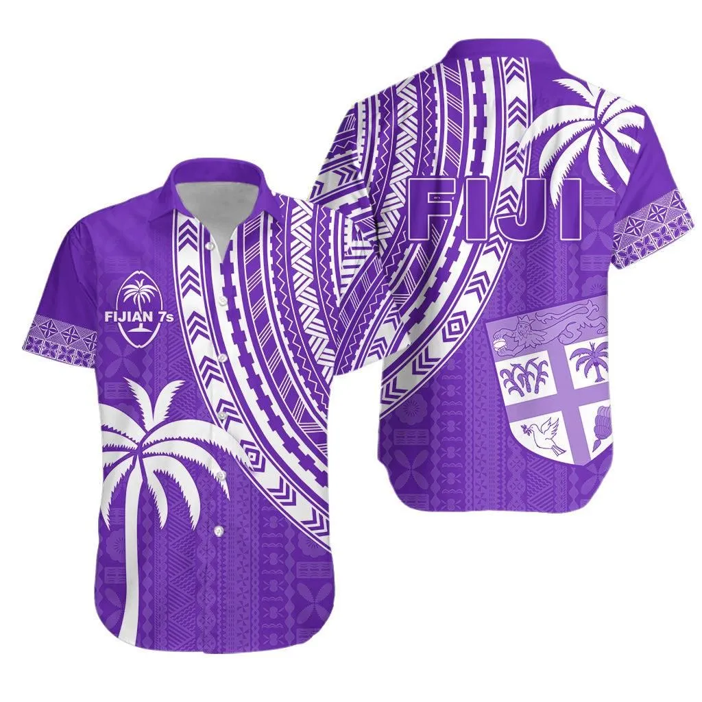 Fiji Rugby Sevens Hawaiian Shirt Fijian 7S Tapa Polynesian Purple Lt13_0