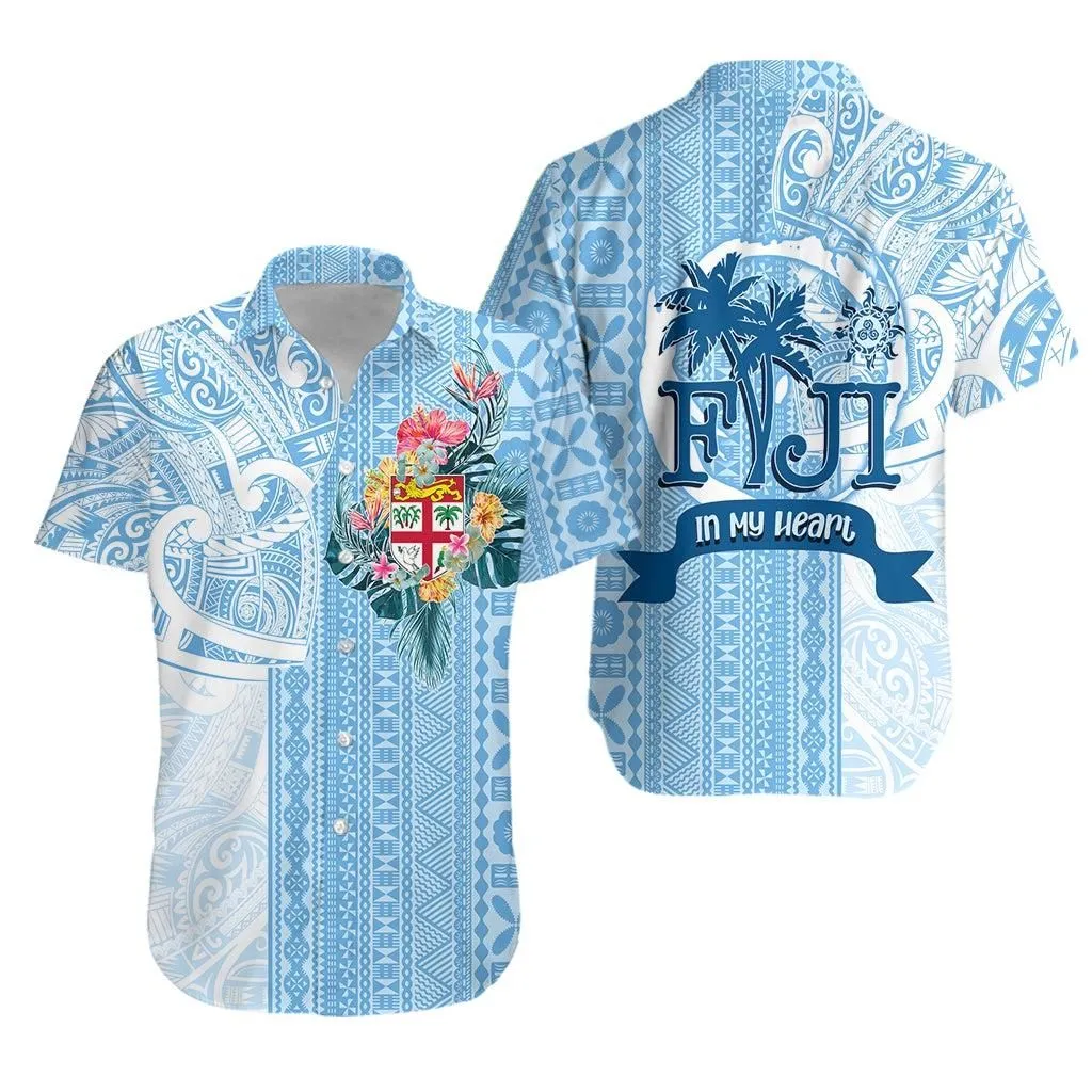 Fiji Tapa Pattern With Hibiscus Hawaiian Shirt   Fiji In My Heart Lt7_0