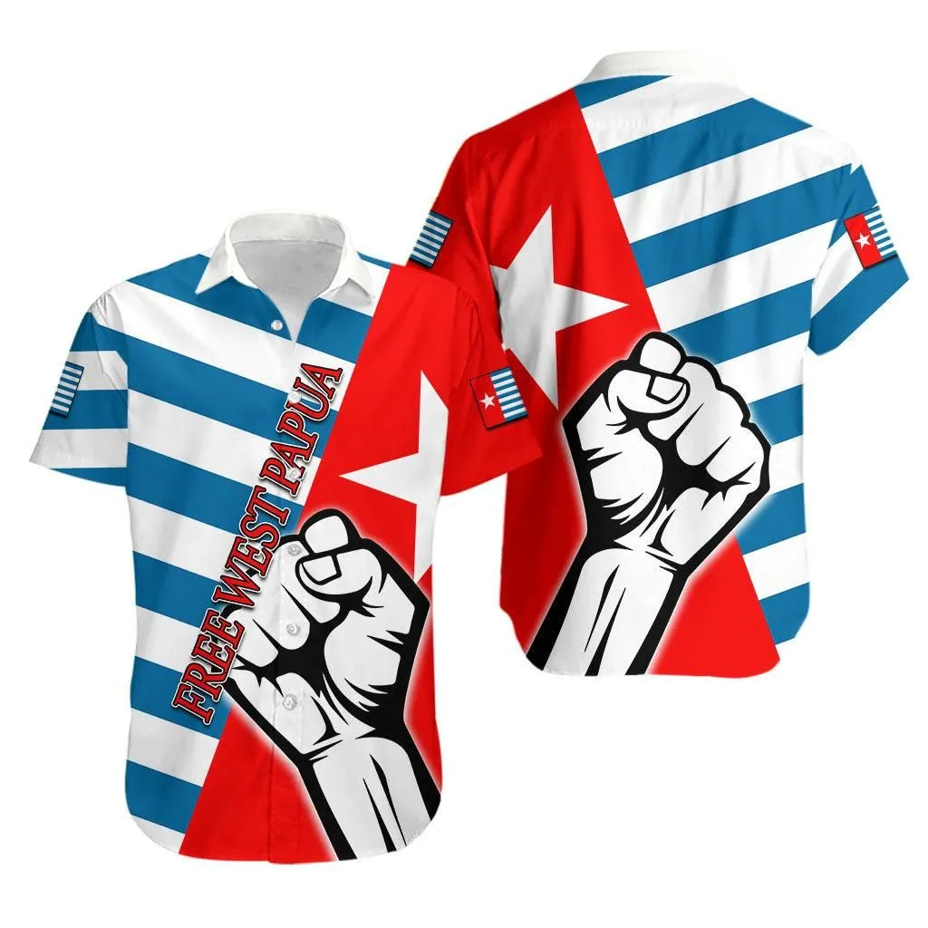 Free West Papua Hawaiian Shirt Clenched Hands Flag Lt6_1