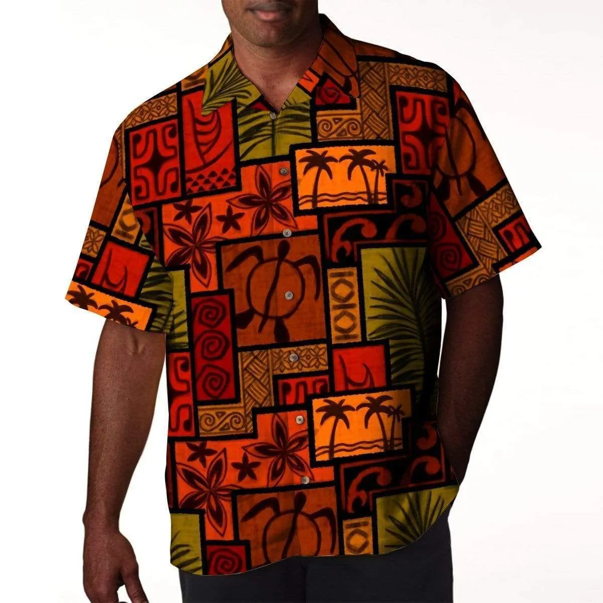 Get Here African Pattern Turtle Tropical Hawaiian Aloha Shirts_0