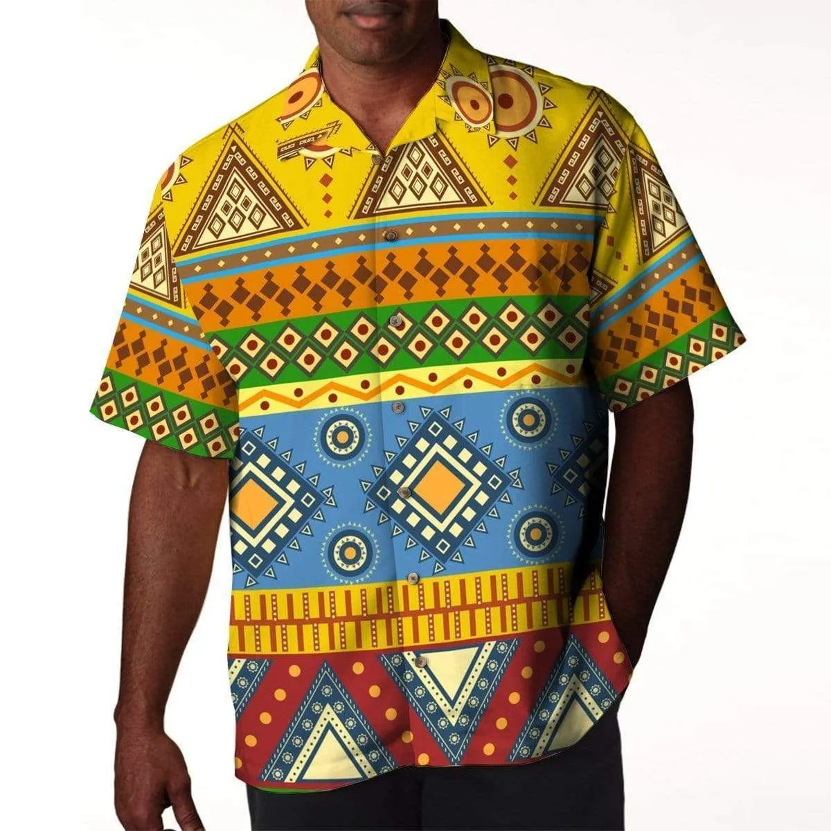 Get Here African Pattern Yellow Tropical Hawaiian Aloha Shirts_0