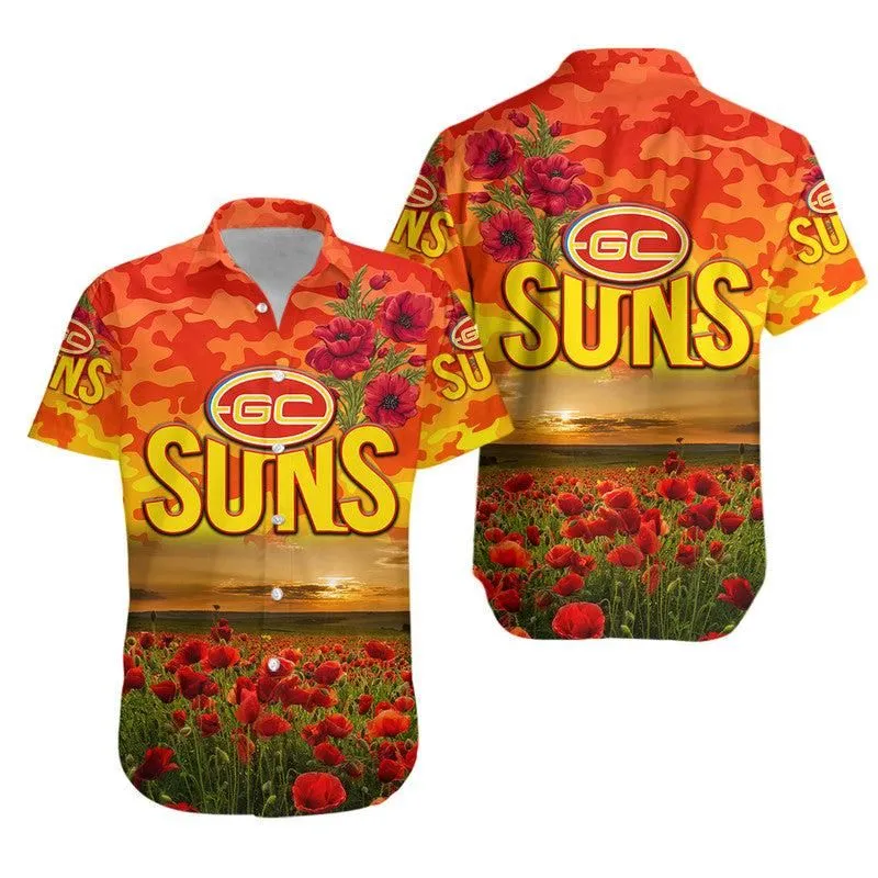 Gold Coast Suns Anzac Hawaiian Shirt Poppy Vibes Lt8_1