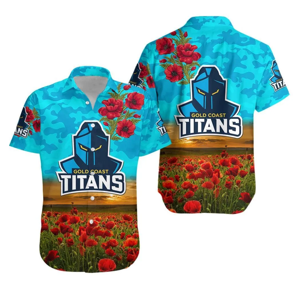 Gold Coast Titans Anzac 2022 Hawaiian Shirt Poppy Flowers Vibes Lt8_1