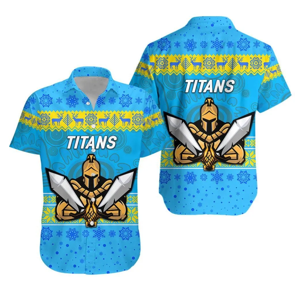 Gold Coast Titans Hawaiian Shirt Christmas Simple Style Lt8_1
