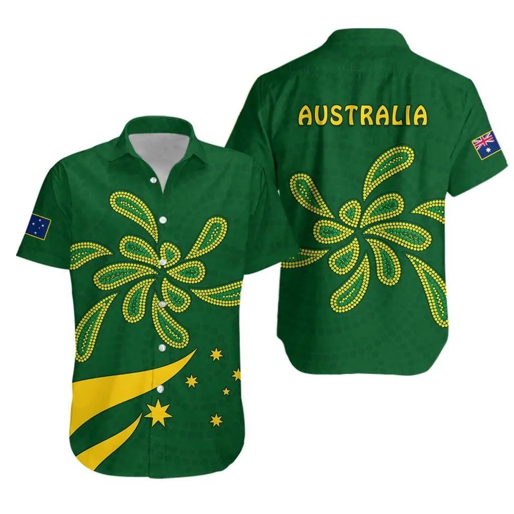 Green And Gold Hawaiian Shirt Australia National Colours Lt13_0