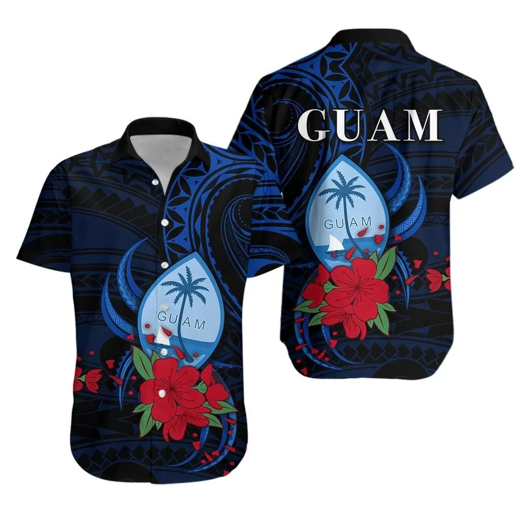 Guam Hawaiian Shirt Polynesian Flowers Lt13_1