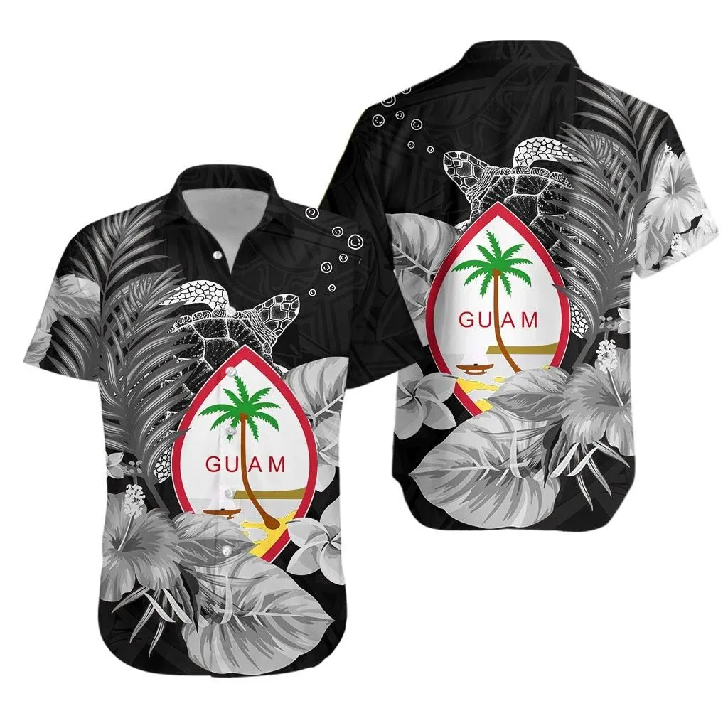 Guam Seal Hawaiian Shirt Polynesian Turtle With Flowers Version White Lt13_0