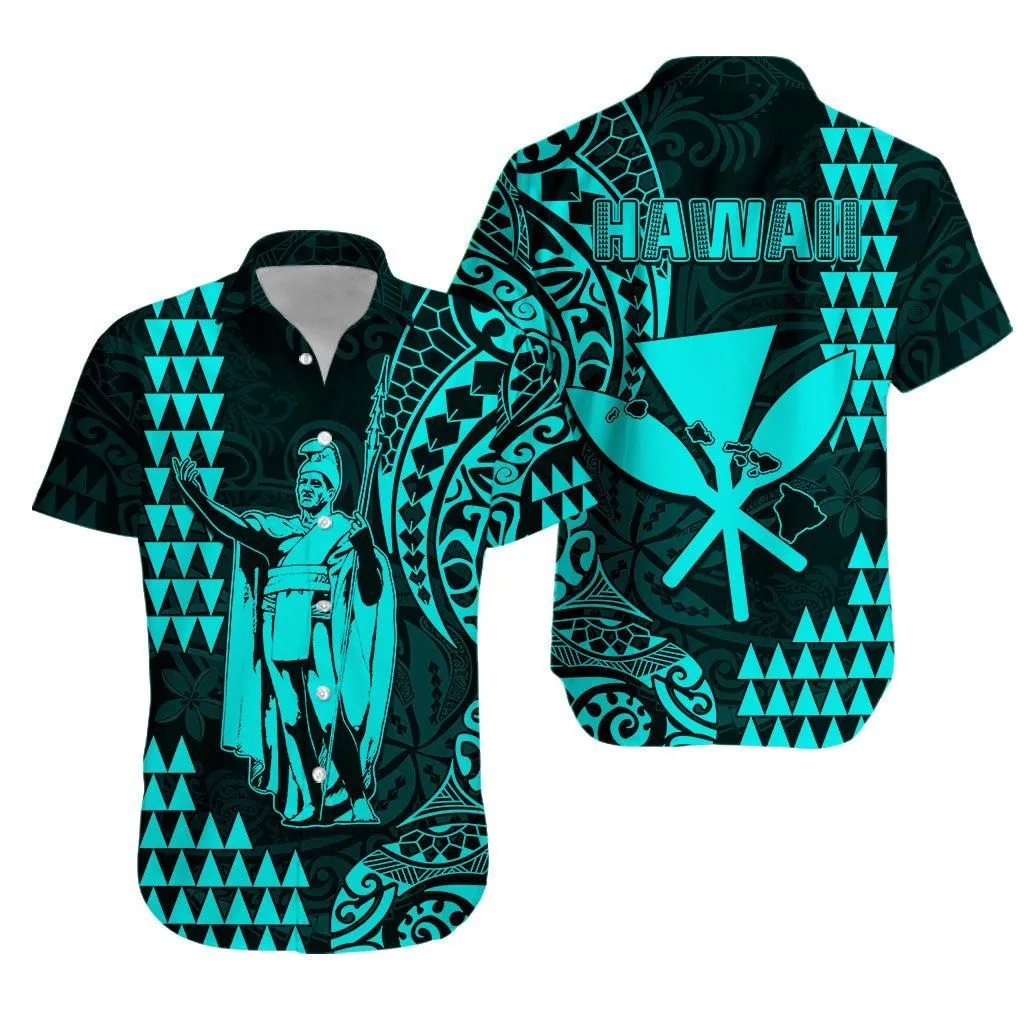 Hawaii Day Kakau Hawaiian Shirt Proud To Be Hawaiian Turquoise King Kamehameha And Kanaka Maoli Lt13_0