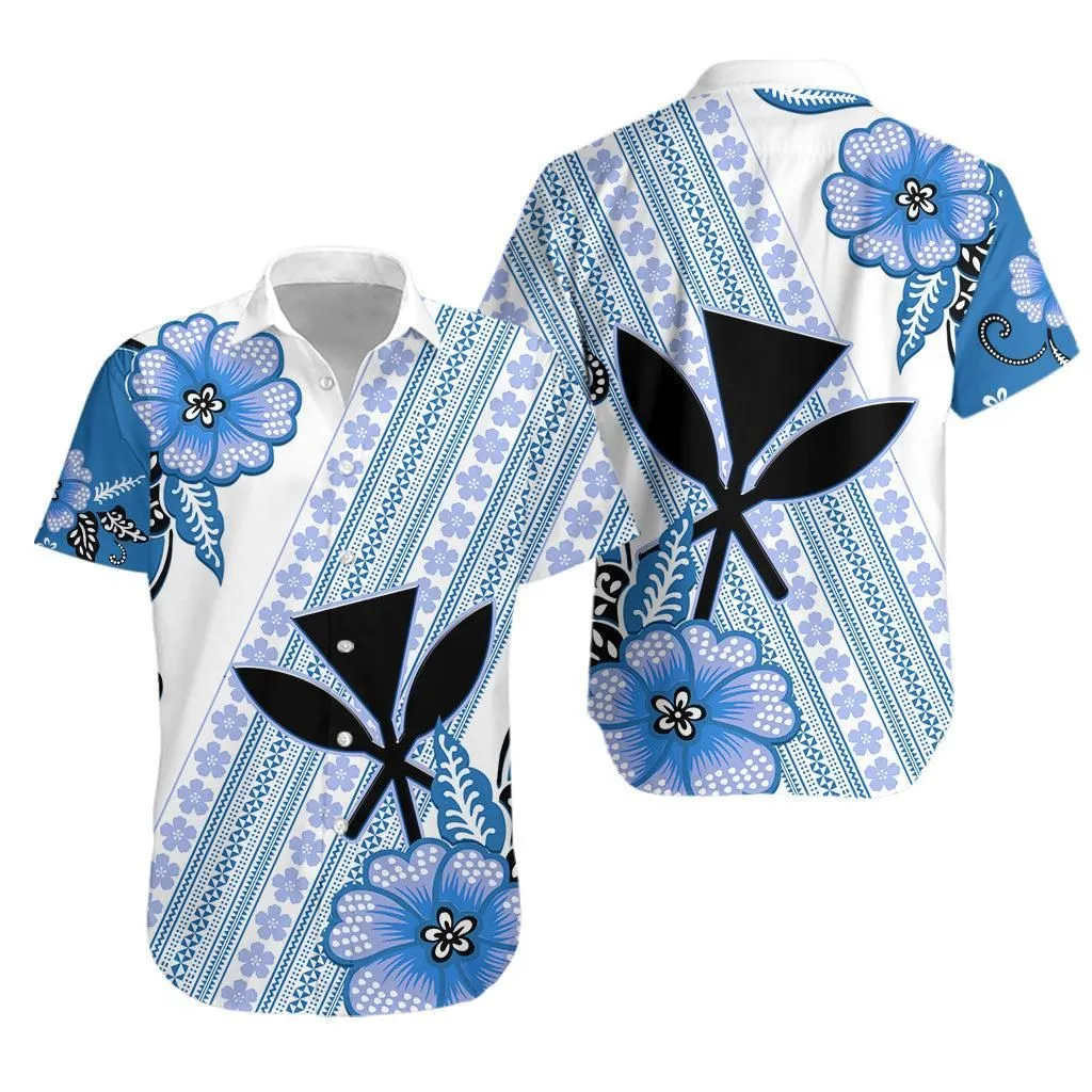 Hawaii Hawaiian Shirt Kakau Tribal Blue Batik Floral Ver02 Lt13_0