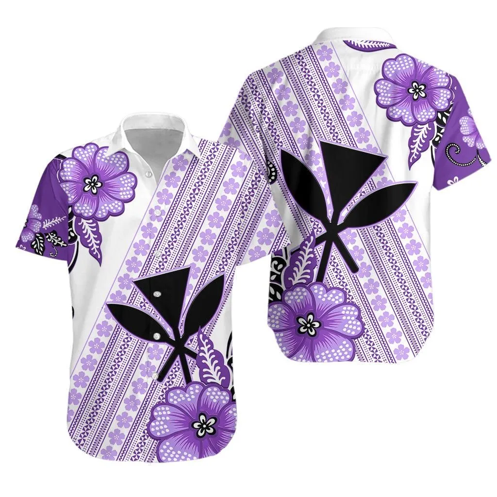 Hawaii Hawaiian Shirt Kakau Tribal Purple Batik Floral Ver02 Lt13_0