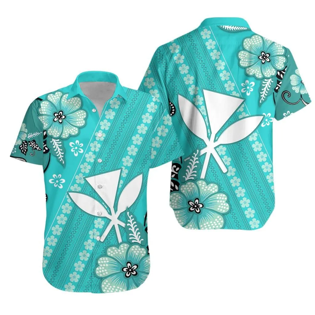 Hawaii Hawaiian Shirt Kakau Tribal Turquoise Batik Floral Ver01 Lt13_0
