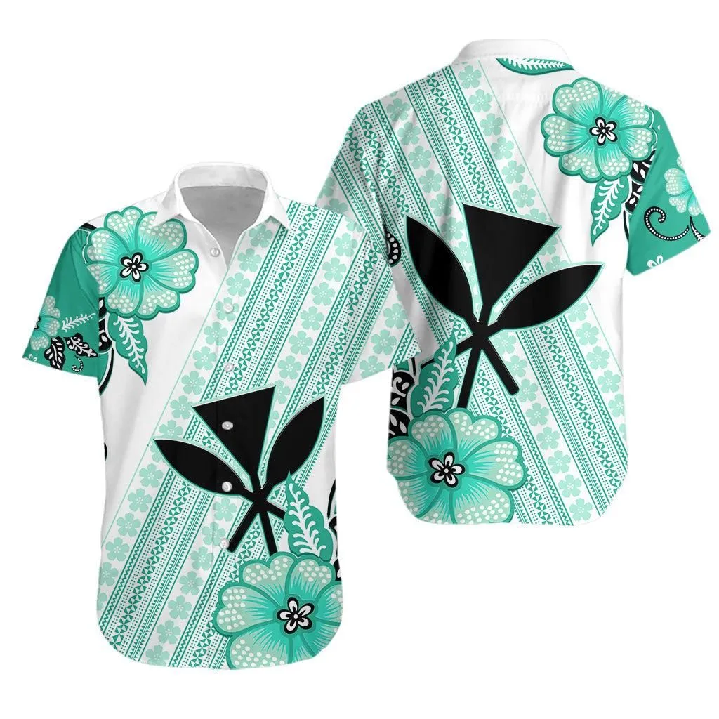 Hawaii Hawaiian Shirt Kakau Tribal Turquoise Batik Floral Ver02 Lt13_0