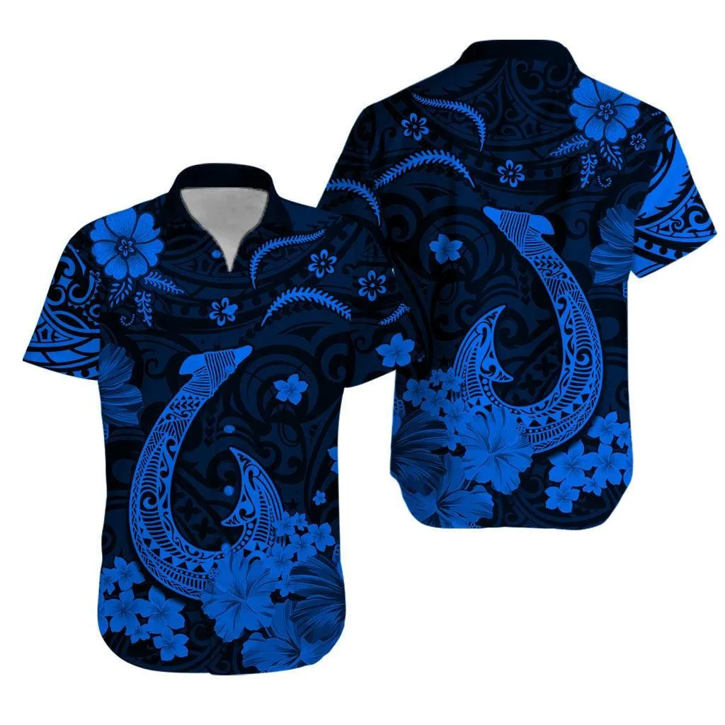 Hawaii Hawaiian Shirt Polynesia Blue Fish Hook Lt13_0