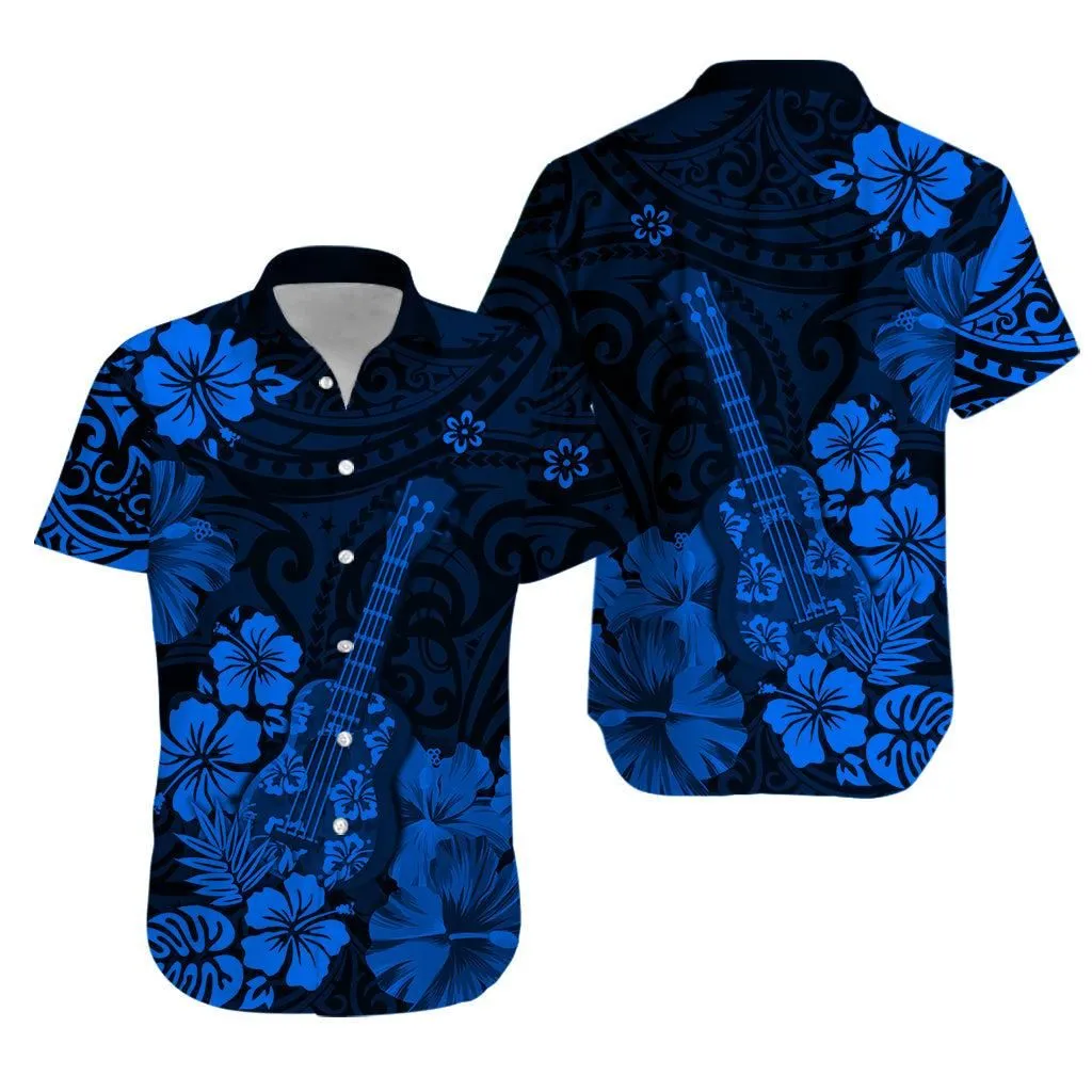 Hawaii Hawaiian Shirt Polynesia Blue Ukulele Flowers Lt13_0