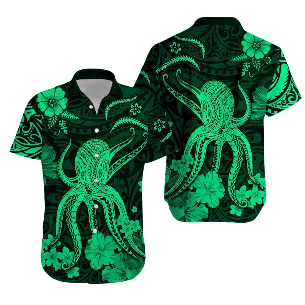 Hawaii Hawaiian Shirt Polynesia Green Octopus Lt13_0
