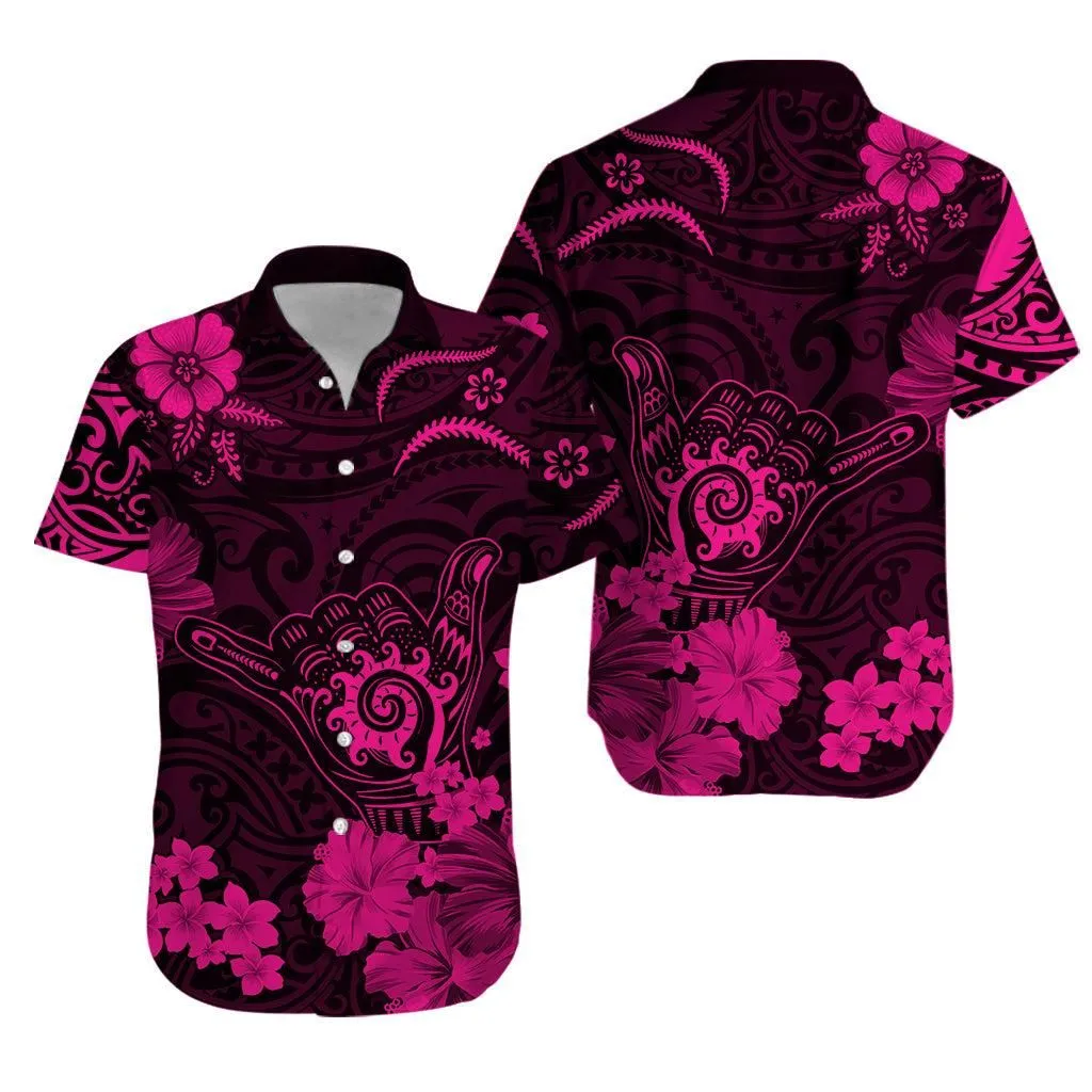 Hawaii Hawaiian Shirt Polynesia Pink Cool Shaka Sign Lt13_0