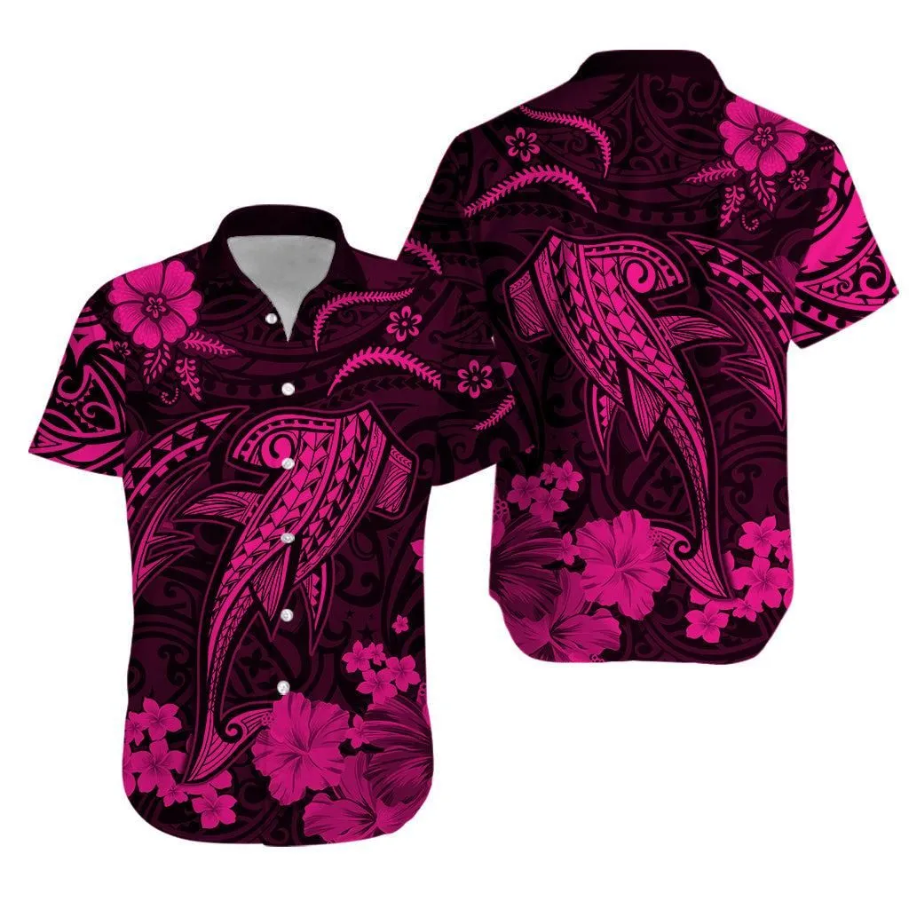 Hawaii Hawaiian Shirt Polynesia Pink Shark Lt13_0
