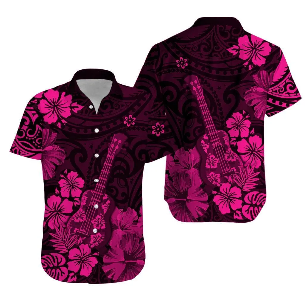 Hawaii Hawaiian Shirt Polynesia Pink Ukulele Flowers Lt13_0