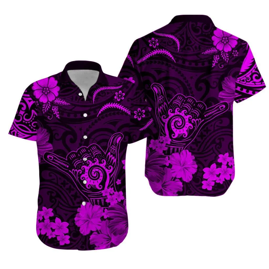 Hawaii Hawaiian Shirt Polynesia Purple Cool Shaka Sign Lt13_0