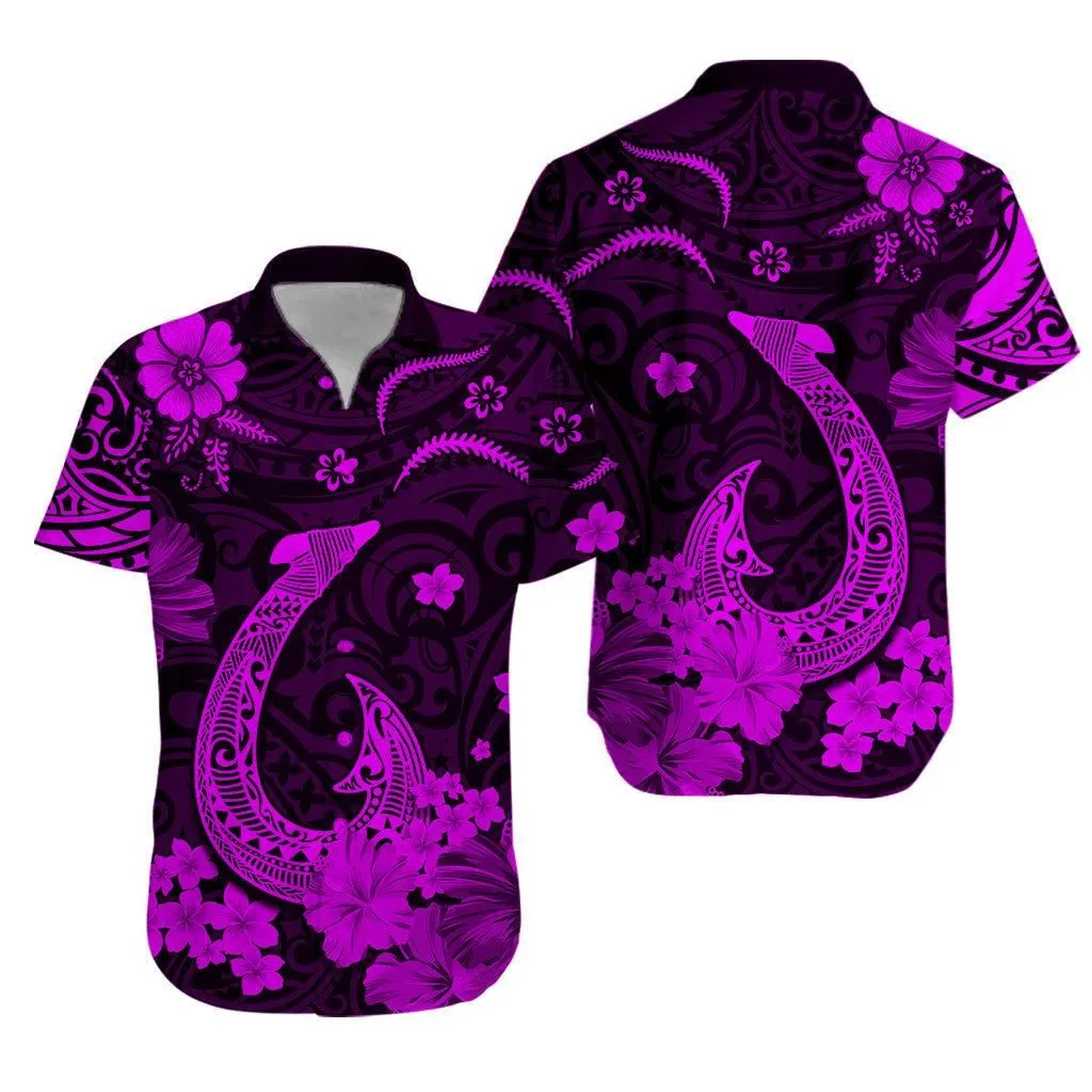 Hawaii Hawaiian Shirt Polynesia Purple Fish Hook Lt13_0