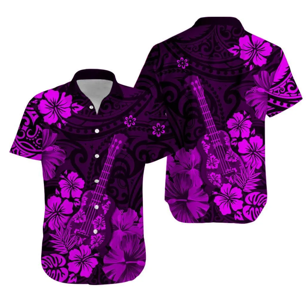 Hawaii Hawaiian Shirt Polynesia Purple Ukulele Flowers Lt13_0