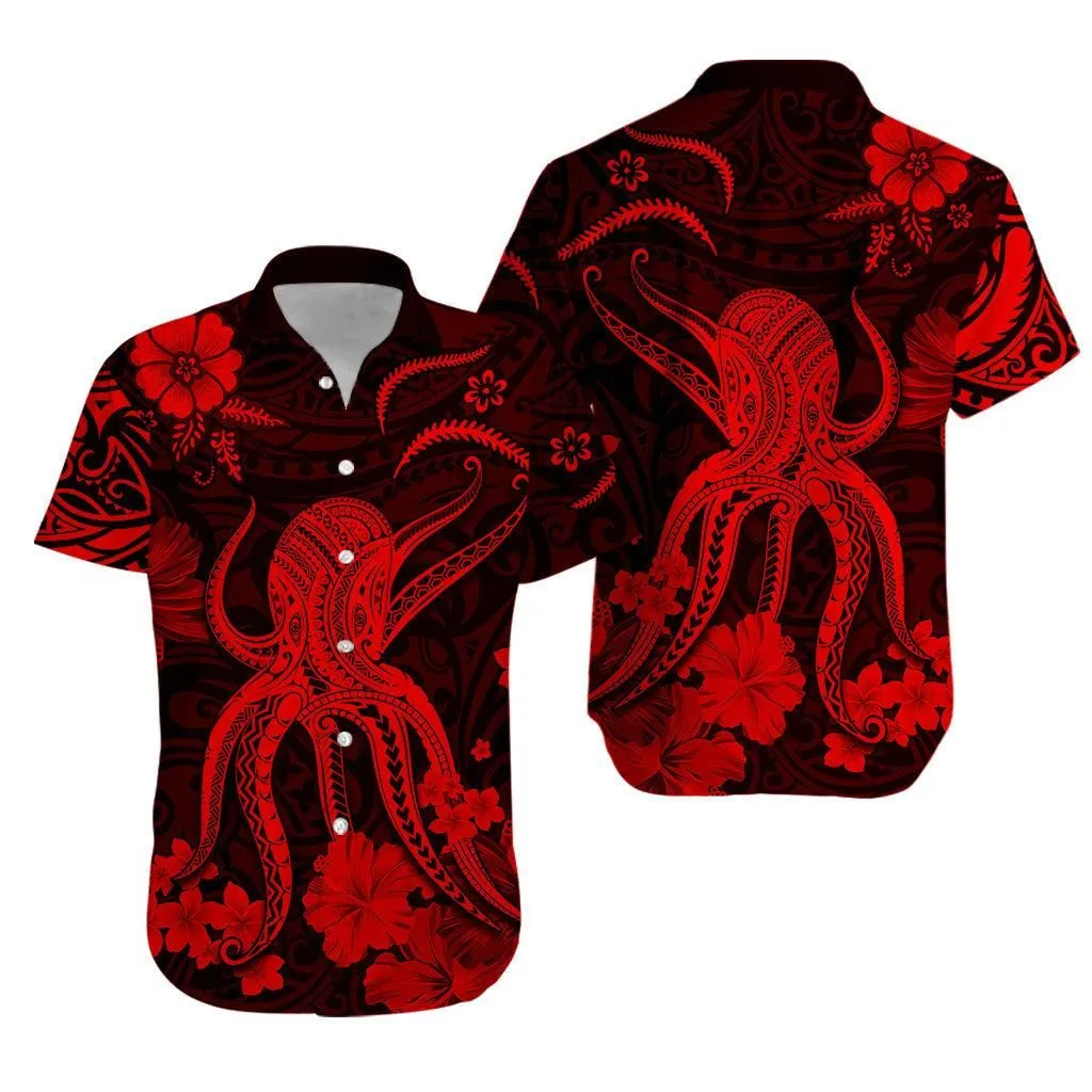 Hawaii Hawaiian Shirt Polynesia Red Octopus Lt13_0