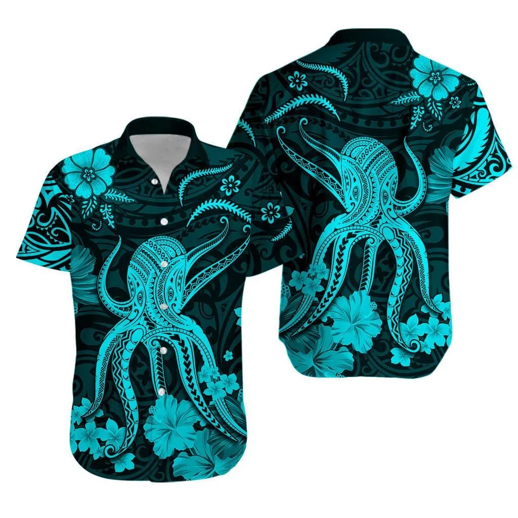 Hawaii Hawaiian Shirt Polynesia Turquoise Octopus Lt13_0