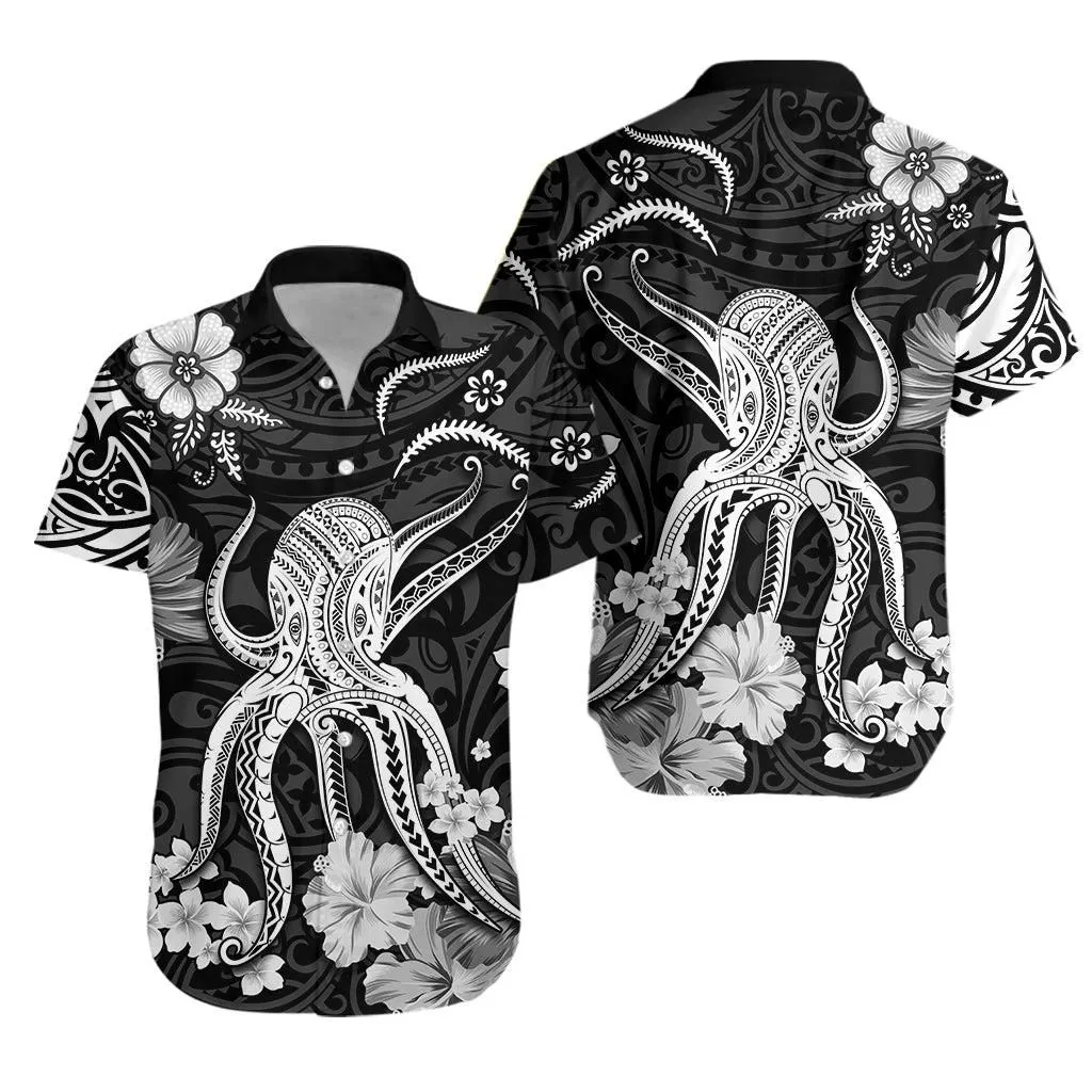 Hawaii Hawaiian Shirt Polynesia White Octopus Lt13_0