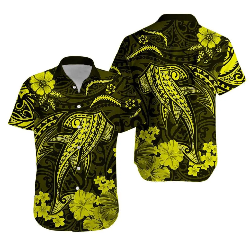 Hawaii Hawaiian Shirt Polynesia Yellow Shark Lt13_0