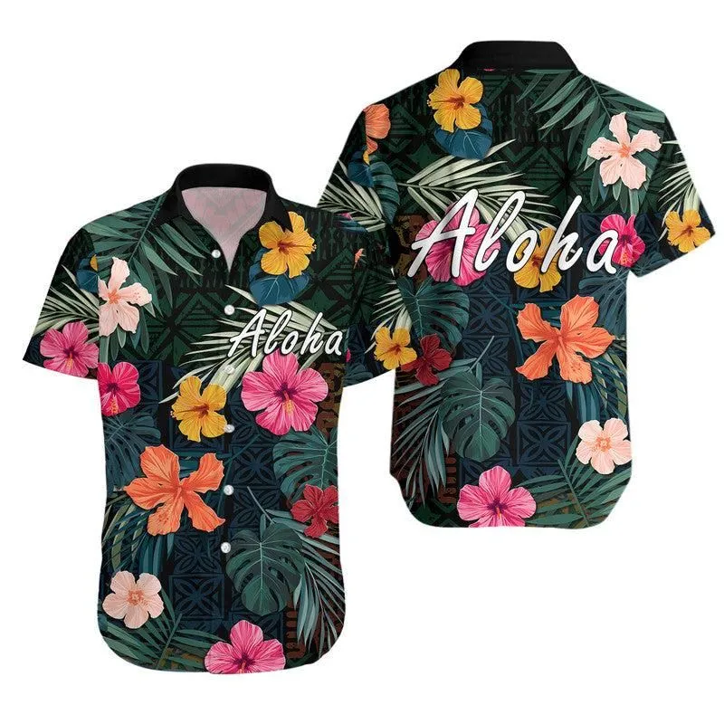Hawaii Hawaiian Shirt Tribal Elements And Hibiscus Version Lt9_0