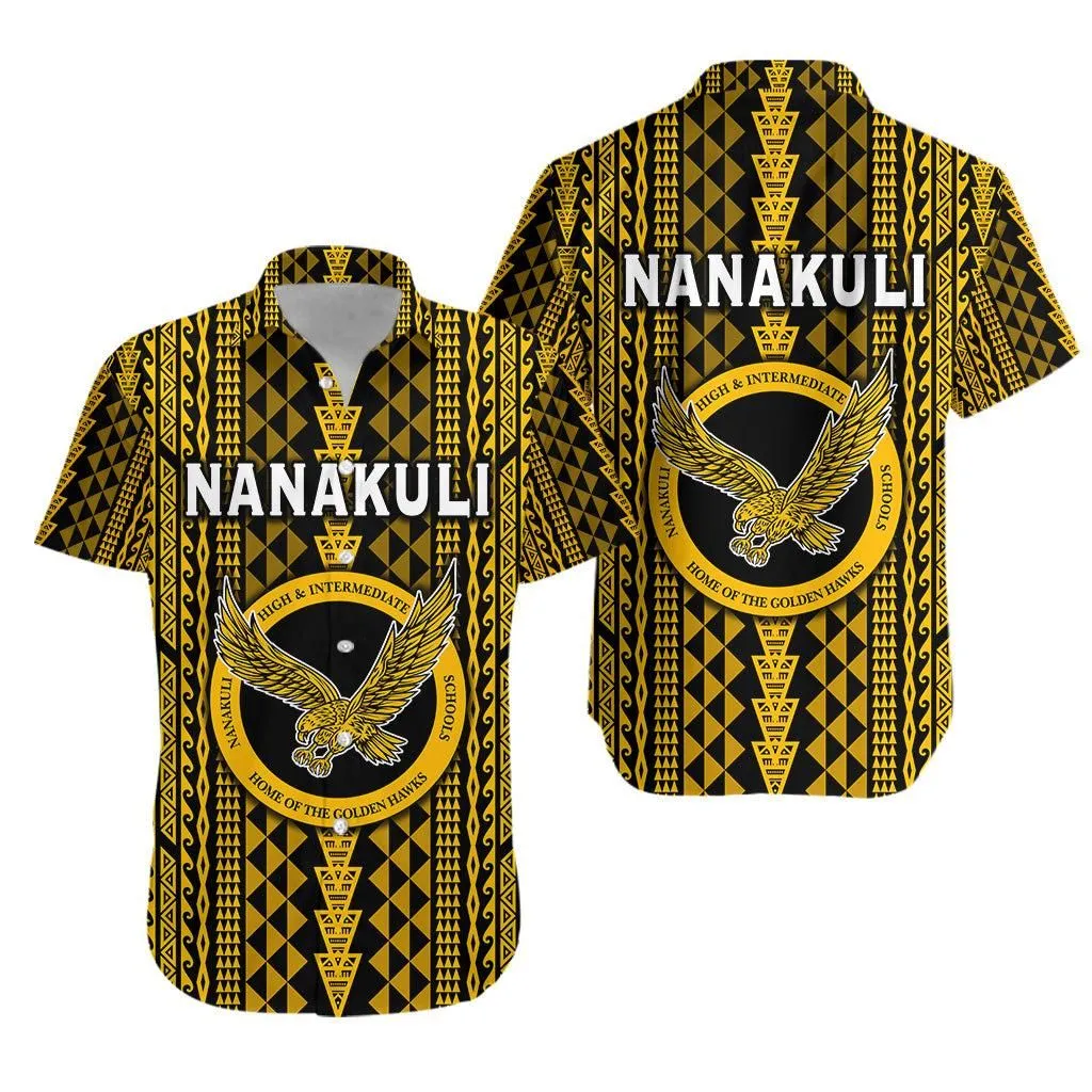 Hawaii Nanakuli School Hawaiian Shirt Golden Hawks Simple Style Lt8_1