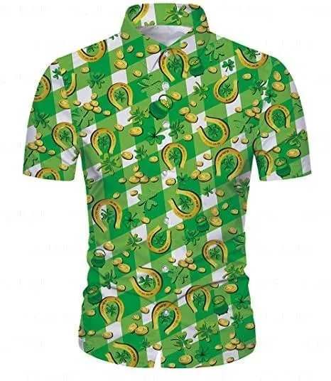 Hawaii Shirt Amazing Shamrock And Gold Pattern Saint Patrick Green Hawaiian Aloha Shirts Zx3034_0