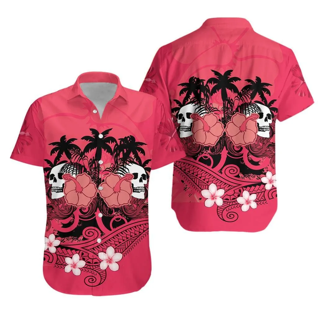 Hawaii Skull Hawaiian Shirt Mysterious Polynesia And Pink Flowers Lt13_0
