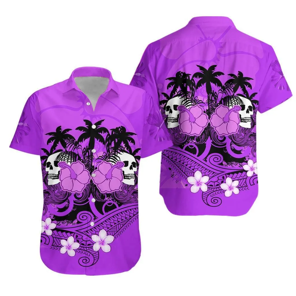 Hawaii Skull Hawaiian Shirt Mysterious Polynesia And Purple Flowers Lt13_0