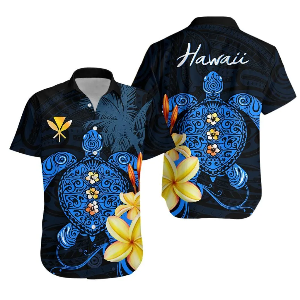 Hawaii Turtle Hawaiian Shirt Hawaiian Flowers Version Blue Elegant Lt13_1