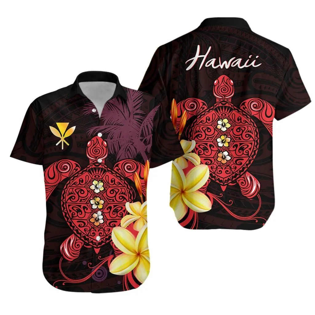 Hawaii Turtle Hawaiian Shirt Hawaiian Flowers Version Red Elegant Lt13_1