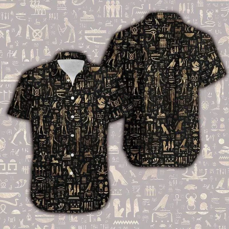 Hawaiian Aloha Shirts Ancient Egypt Pattern 402Dh_1