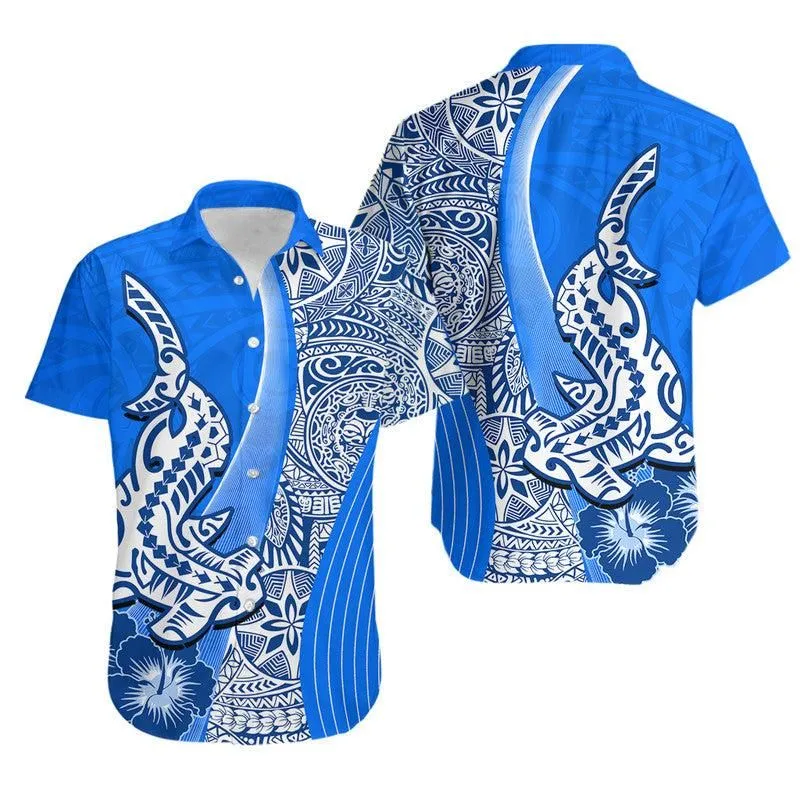 Hawaiian Shark Polynesian Hawaiian Shirt Vibe Blue Style Lt6_0