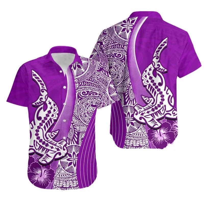 Hawaiian Shark Polynesian Hawaiian Shirt Vibe Purple Style Lt6_0