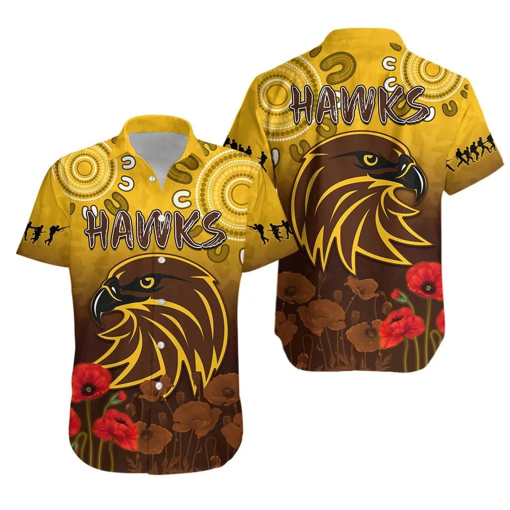 Hawks Anzac 2022 Hawaiian Shirt Hawthorn Football Aboriginal Poppy Lt13_0