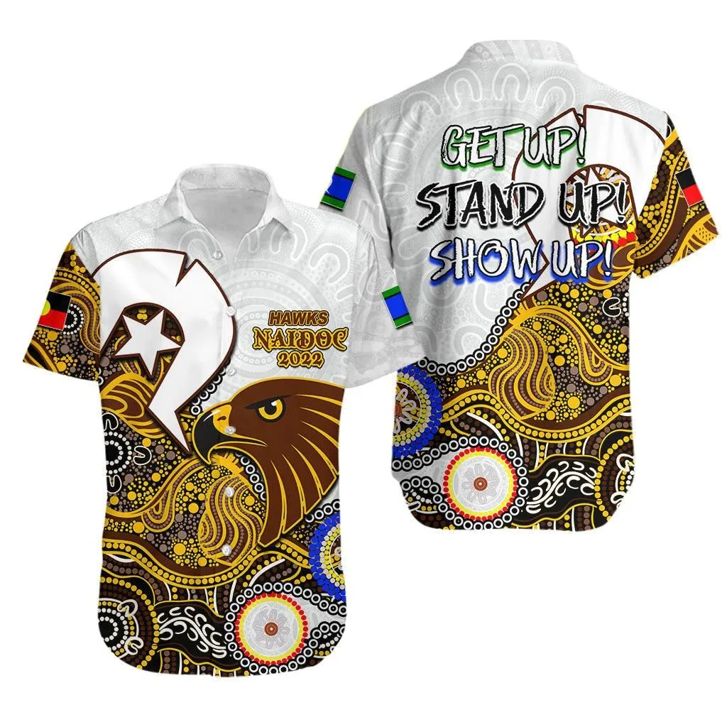 Hawks Australian Football Hawaiian Shirt Naidoc 2022 Patterns Lt6_1