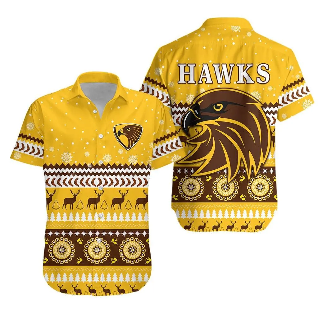 Hawks Christmas Hawaiian Shirt Indigenous Hawthorn Football Lt13_0