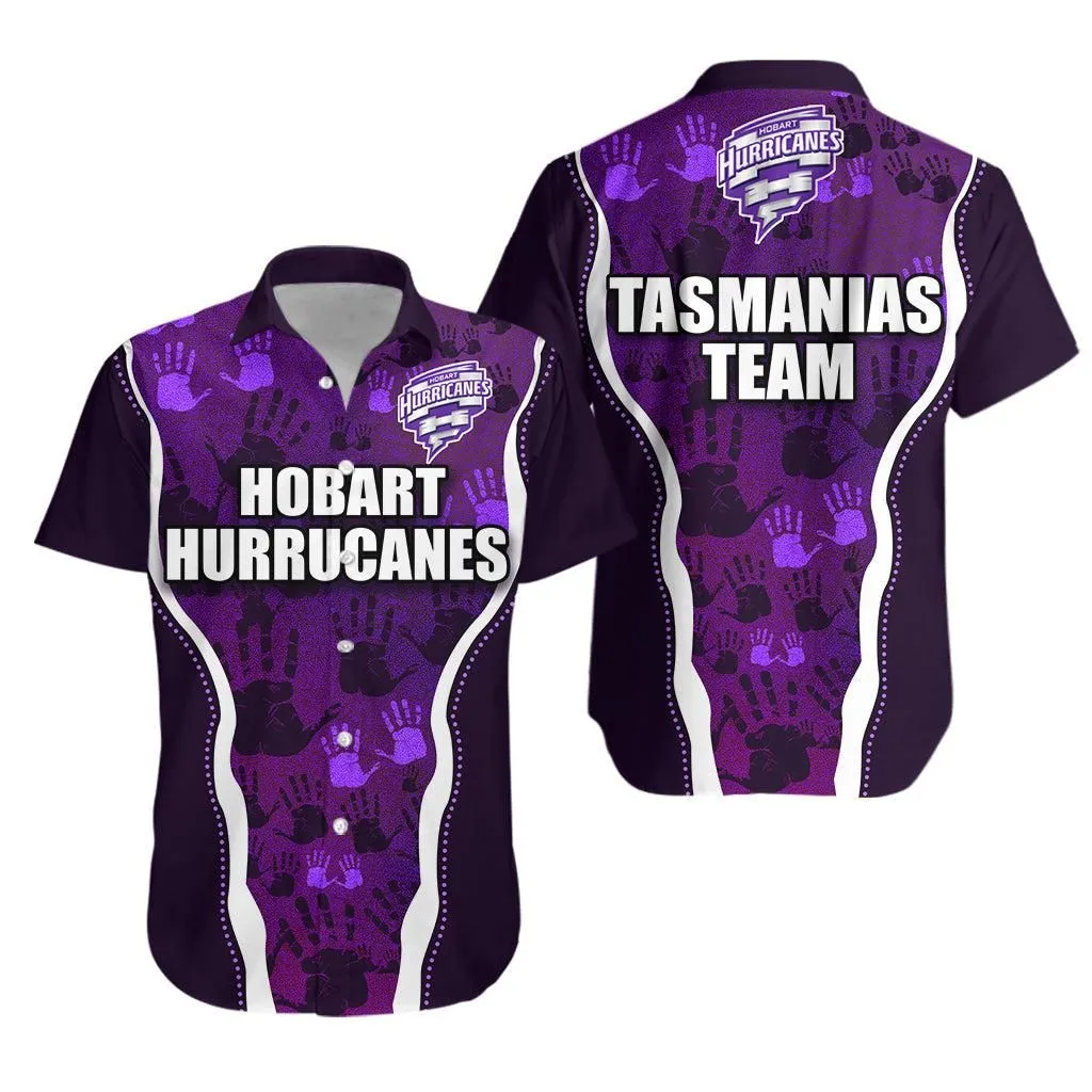 Hobart Hurricanes Aboriginal Hand Art Cricket Hawaiian Shirt   Lt20_0